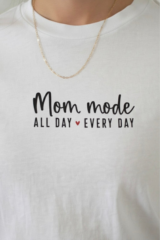 Mom mode Graphic Print - Women White Regular T-Shirt