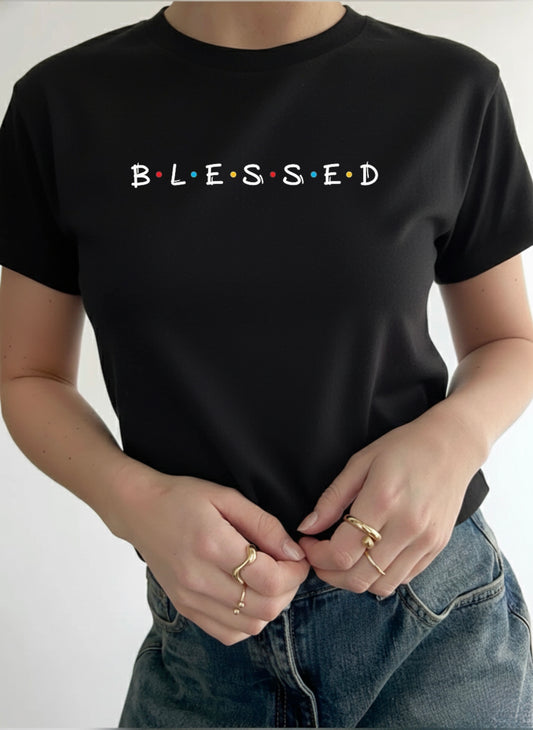 Blessed Graphic Print - Women Black Regular T-Shirt