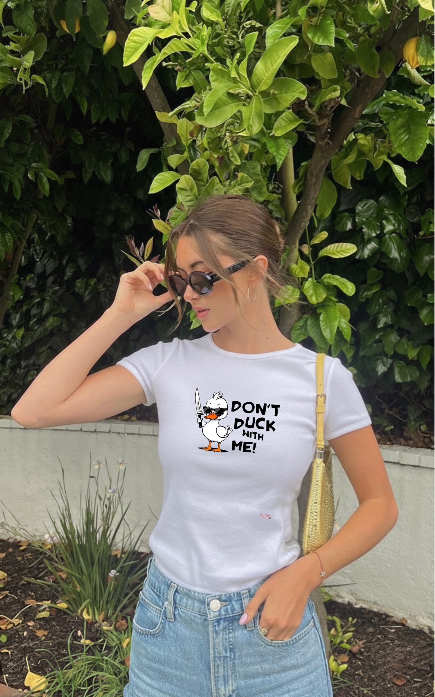 Don't Duck with Me Graphic Print - Women White Regular T-Shirt