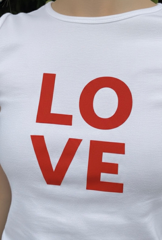 LOVE Text Print - Women White Regular T-Shirt