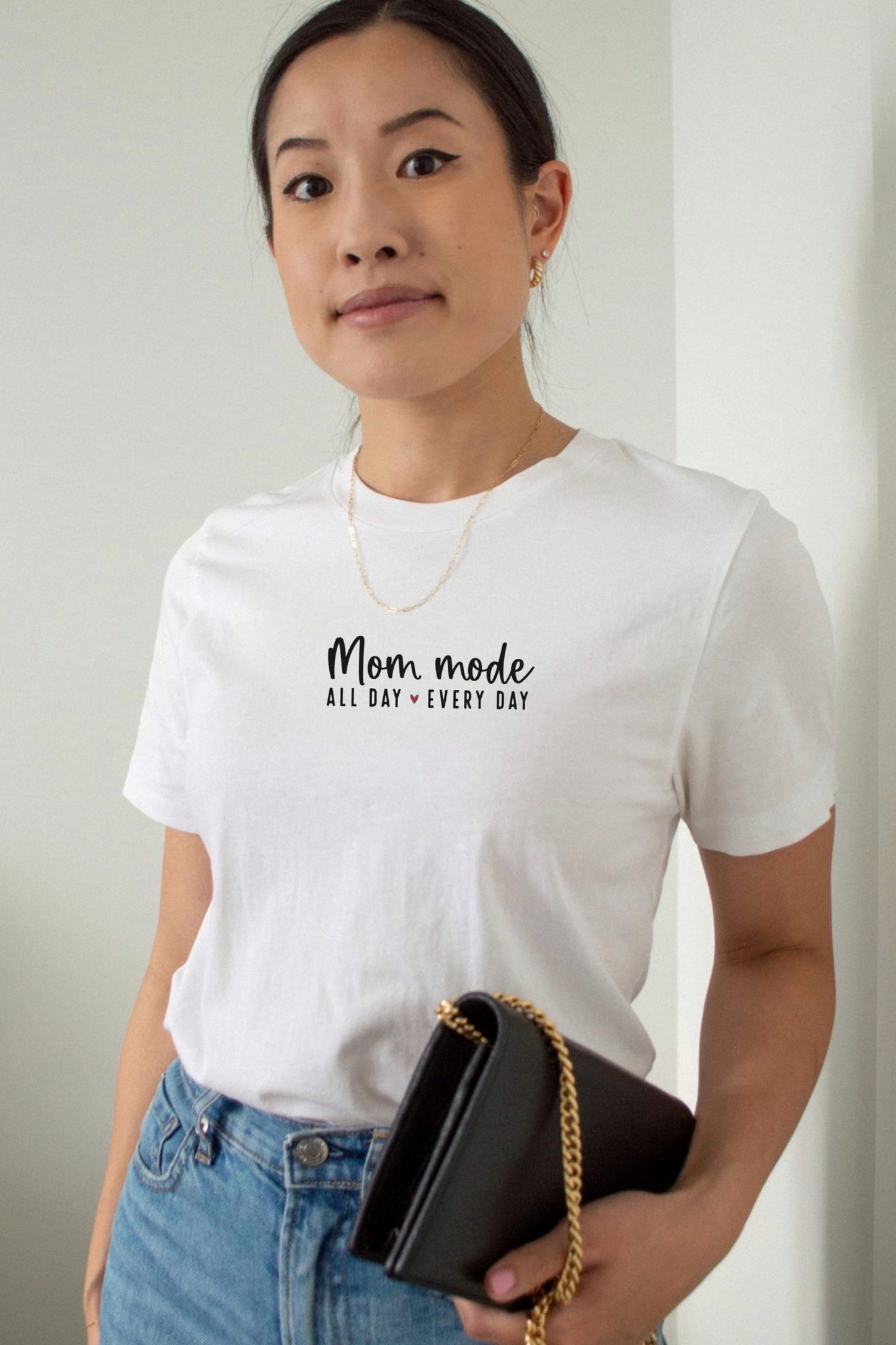 Mom mode Graphic Print - Women White Regular T-Shirt
