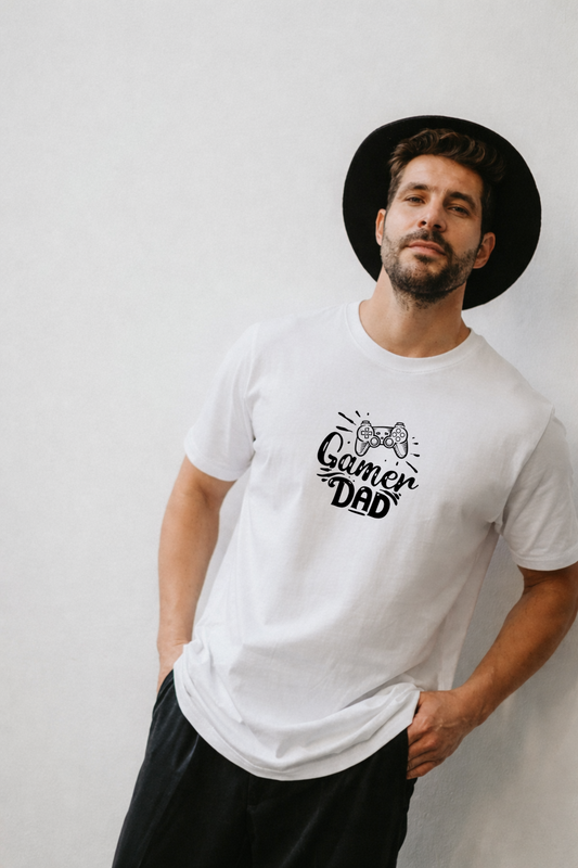 Gamer Dad Graphic Print - Men White Regular T-Shirt